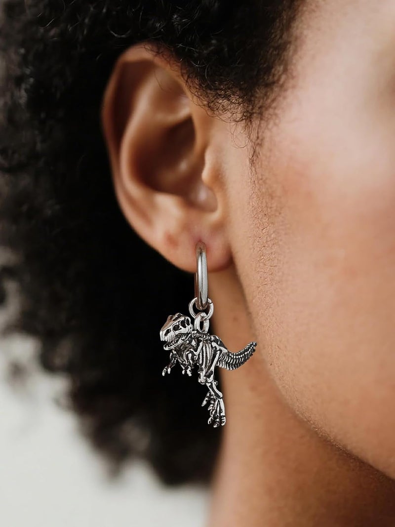 U7 Dragon Earrings Stainless Steel/18K Gold/Black/S925 Sterling Silver Hoop Earrings for Men Women, Personalized Punk Rock Huggie Earrings, Hypoallergenic - Image 3